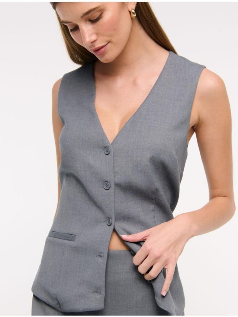 Abercrombie & Fitch Grey Easy Tailored Structured Sleeveless Vest